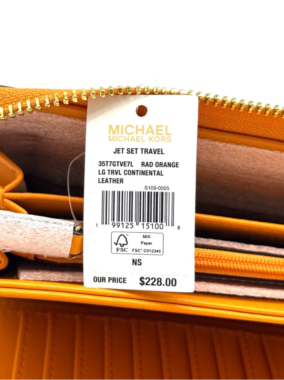 Michael Kors Large Continental Wallet Rad Orange - Picture 9 of 9